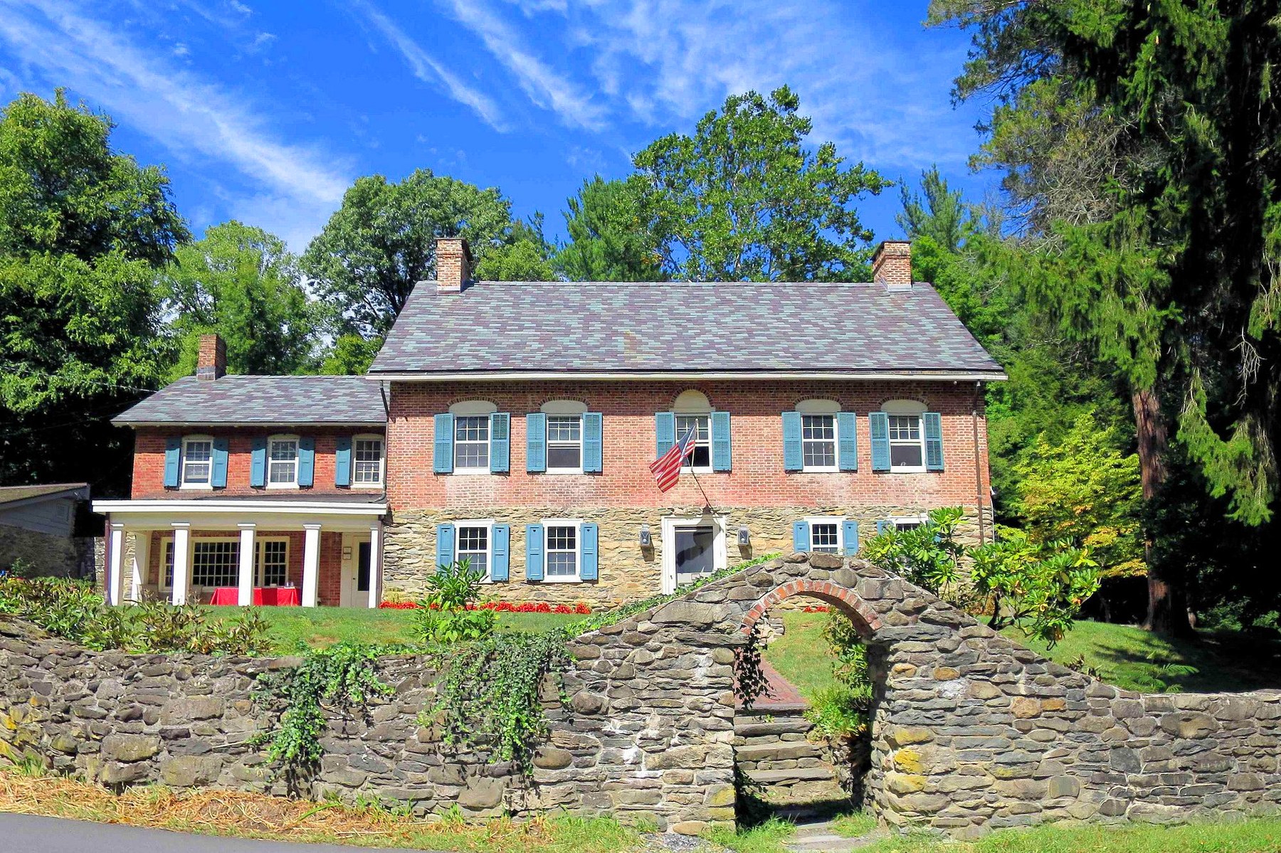 The Gomez Mill House, fieldstone first floor with brick second story, c. 1714, Marlborough, New York.
