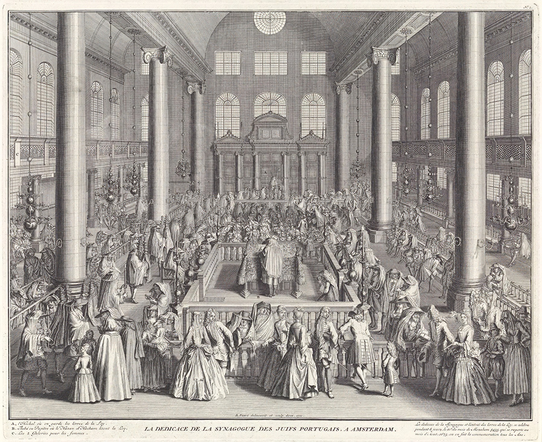 Bernard Picart, ‘La Dédicace de la Synagogue des Juifs Portugais à Amsterdam,’ engraving, 1725.
